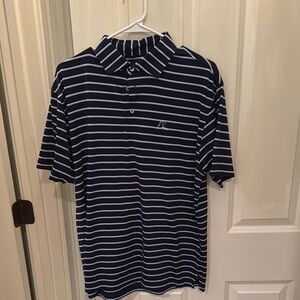 Men's Striped Polo Shirt - Navy and White